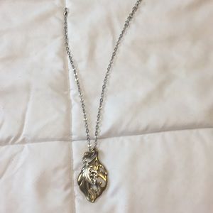 Brighton silver and gold feather necklace
